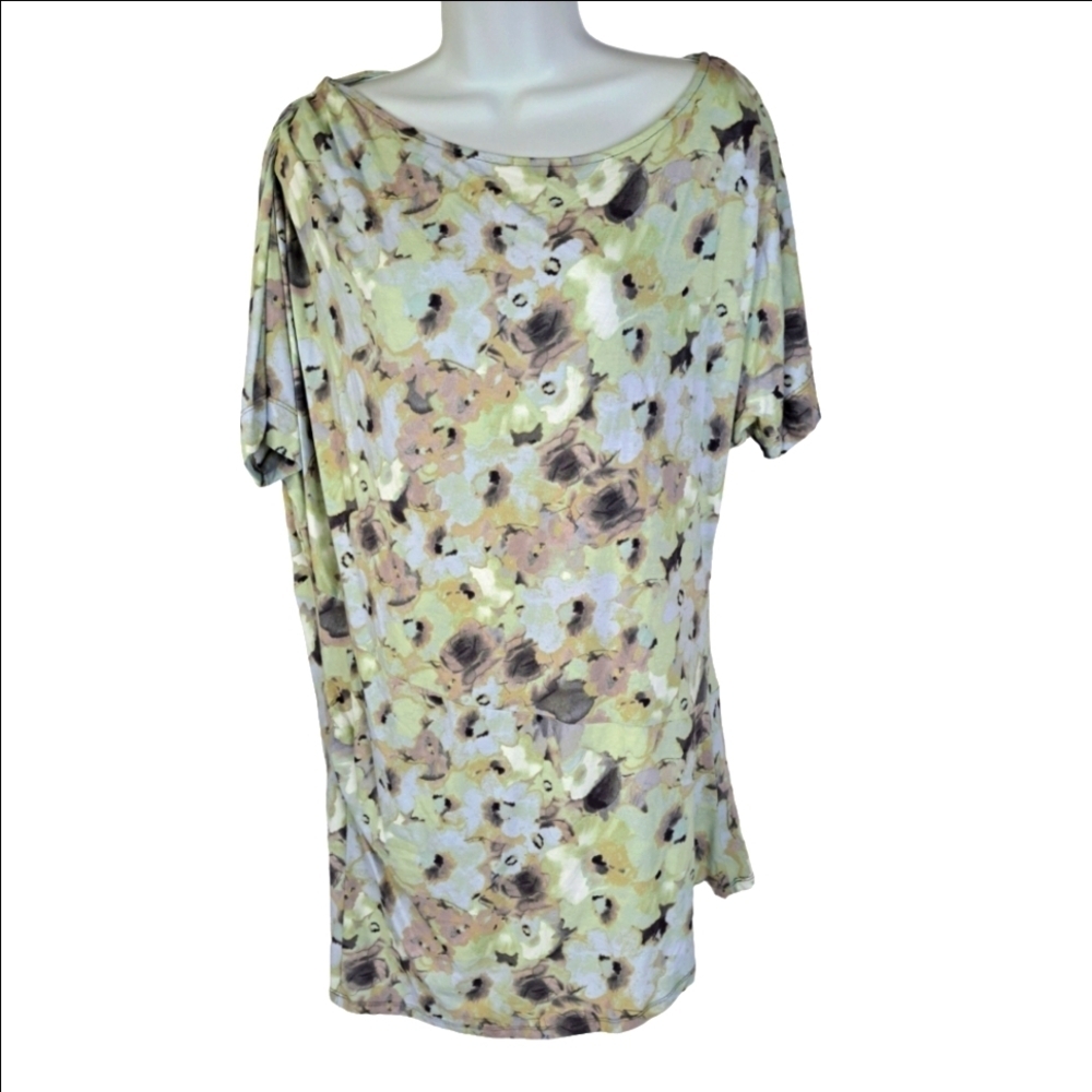 Anthropologie Deletta Floral‎ Asymmetrical Stretch Knit Jersey Top